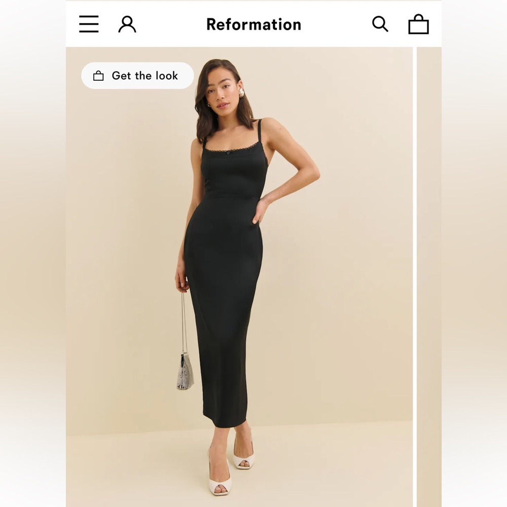 Reformation Lucy Satin Dress Black - Size 6